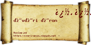 Óvári Áron névjegykártya
